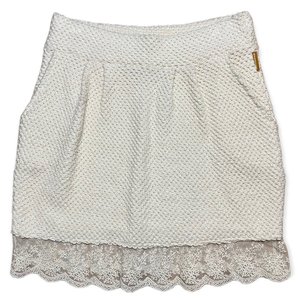 Mamatayoe Chunky Weave Cotton & Lace Off White Skirt Sz M